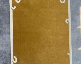 Moderner handgetufteter Wollteppich - Senfgelber geometrischer Teppich