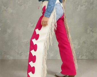 Leren chap met franjes, westernkleding voor dames, cowgirlstijl