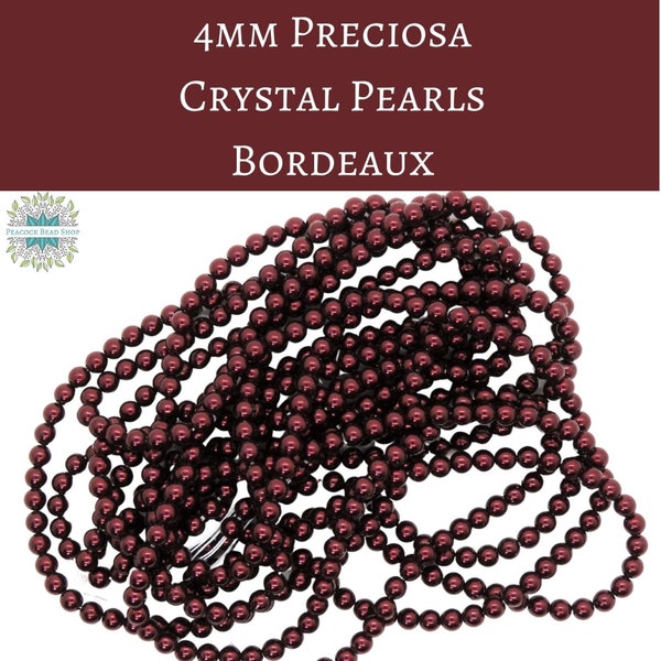 50 beads) 4mm Preciosa Crystal Pearls Bordeaux