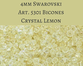 50 beads) 4mm Swarovski Crystal Bicone Beads Crystal Lemon AM