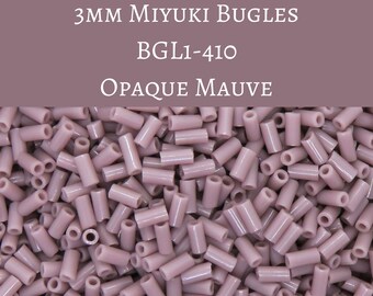 9 grams) 3mm Miyuki Bugle Bead #410 Opaque Dusty Mauve