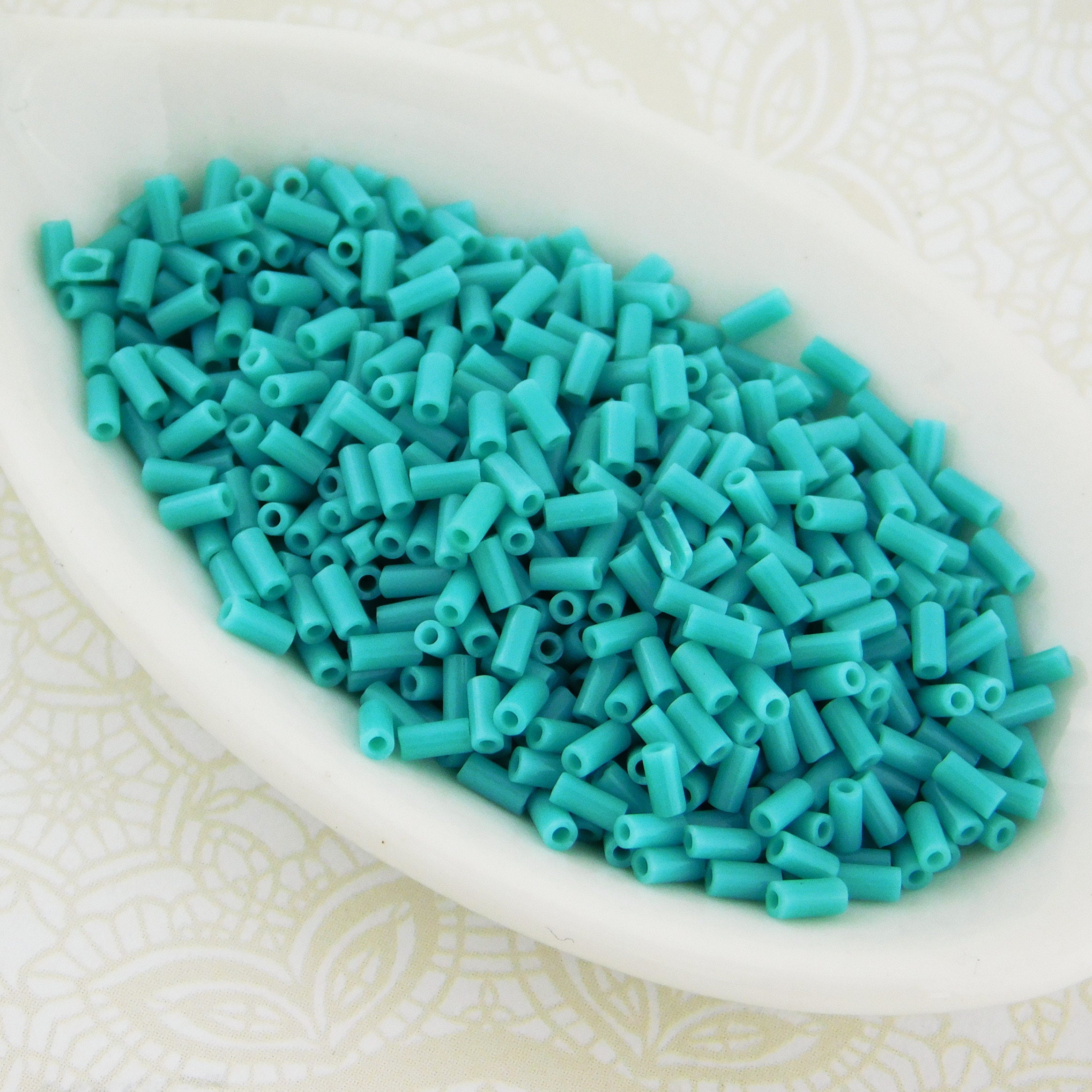 3mm Bugle Beads_Miyuki 412 _Opaque TURQUOISE Green_9 Etsy