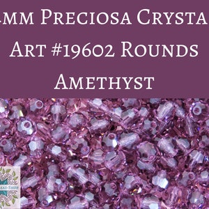 50 beads) 4mm Preciosa Crystal Round Beads_Amethyst Purple_