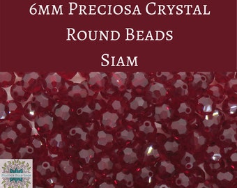 36 beads) 6mm Preciosa Crystal Round Beads_Siam Red