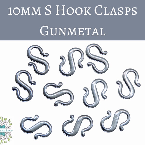 10 pieces) 10mm Gunmetal S Hook Clasps