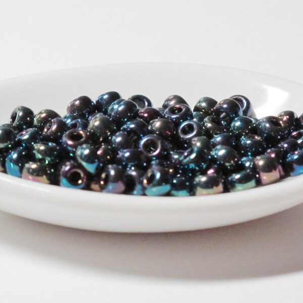 10 grams_6/0 Miyuki Seed Beads_#455_Metallic Variegated Blue Iris_Size 6