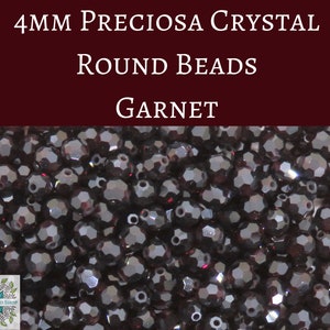 50 beads) 4mm Preciosa Crystal Round Beads_Garnet