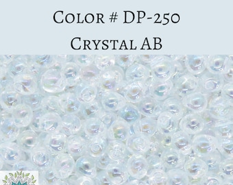 12.5 grams) 3.4mm Miyuki Drop Beads #250 Crystal AB