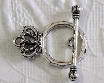 3 pcs_Crown Toggles_ 15mmx24mm_Antiqued Silver Pewter Clasp Twisted Toggle