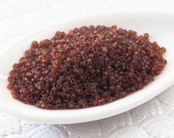 9 grams) 15/0 Miyuki Seed Beads #134 Translucent Rootbeer Brown