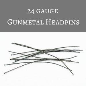 20 pcs 2 inch 22 or 24 gauge Headpins Gunmetal image 3