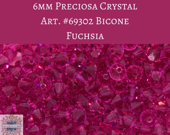 36 perles) 6mm Preciosa Crystal Bicones_Fuchsia