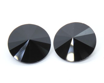 2 pcs) 14mm SW Crystal Rivolis_Jet Black_Vintage 90s Article #1122