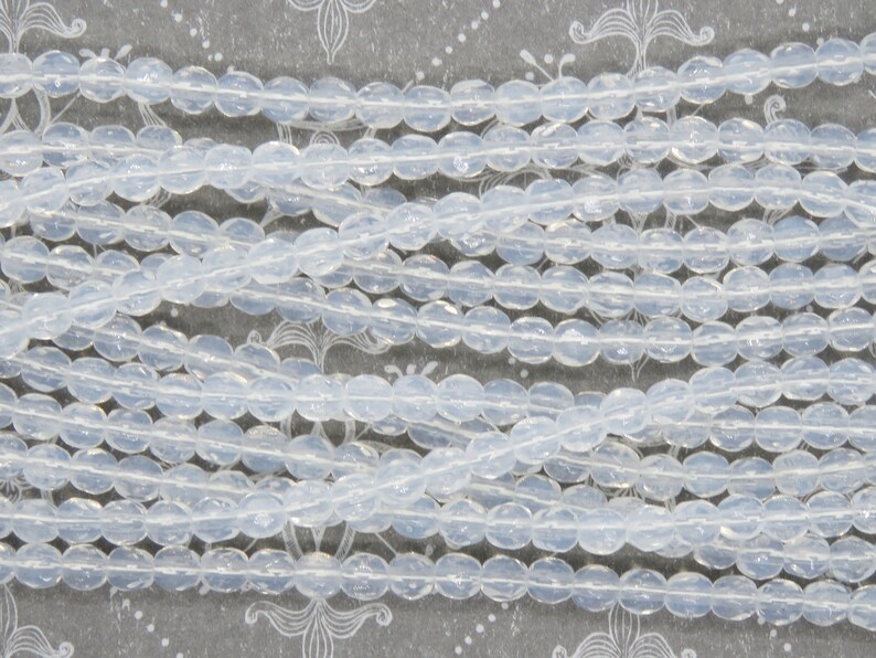 50 beads 4mm Czech Firepolish Faceted Round Beads/_White Opal