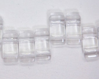 15 beads) 9x17mm Two Hole Glass Carrier Beads Crystal Clear