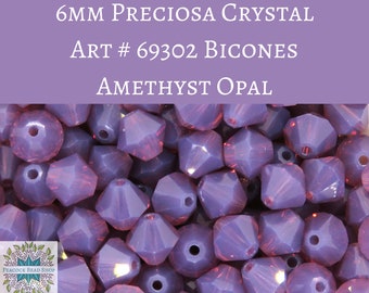 36 beads) 6mm Preciosa Crystal Bicones Amethyst Opal