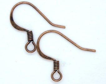 5 pair) 15x17mm 22 gauge French Earwires Antiqued Copper