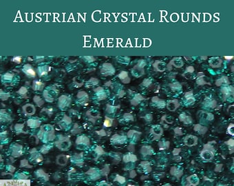 50 beads) 2mm Austrian Crystal Rounds Article #5000 Emerald