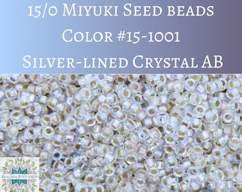 9 grams) 15/0 Miyuki Seed Beads #1001 Silver Lined Crystal AB