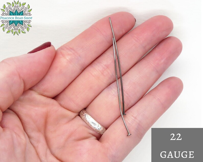 20 pcs 2 inch 22 or 24 gauge Headpins Gunmetal image 4