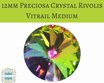 2 pcs) 12mm Preciosa Crystal Rivolis_Vitrail Medium