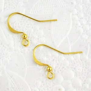5 pairs) French Earwire with 2mm Ball Detail Gold Plate