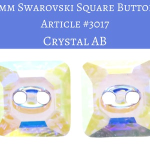 2 peças) Botões quadrados de cristal Swarovski de 12 mm_Artigo 3017