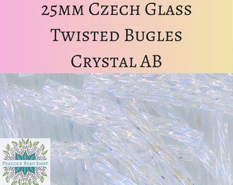 10 grams) 25mm Czech Bugles Crystal AB