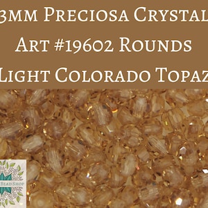 50 beads) 3mm Preciosa Crystal Round Beads Light Colorado Topaz