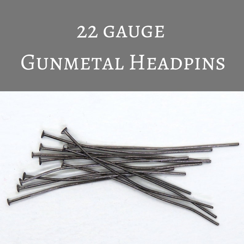 20 pcs 2 inch 22 or 24 gauge Headpins Gunmetal image 2