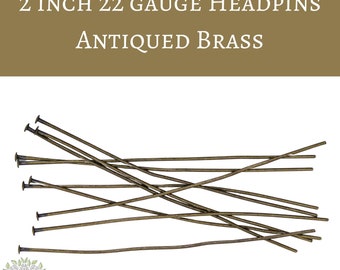 20 pieces) 2 inch 22ga Antiqued Brass Headpins