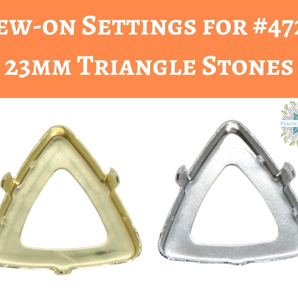 1 piece) 23mm Triangle Stone Sew on Setting Art #4727 Gold or Rhodium