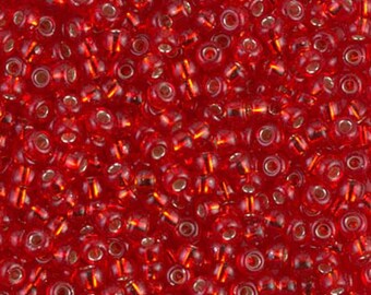 11 grams) 8/0 Miyuki Seed Beads #10 Silver-lined Flame Red