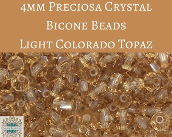 50 beads) 4mm Preciosa Crystal Bicone Beads_Light Colorado Topaz