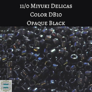 10 grams) 11/0 Delica Beads DB10 Opaque Black