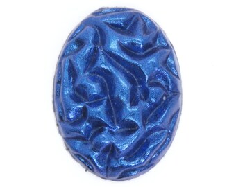 1 cab) 25x18mm Metallic Blue Resin Brain Cab Hand Painted and Poured