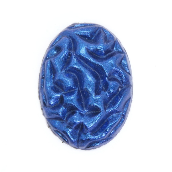 1 cab) 25x18mm Metallic Blue Resin Brain Cab Hand Painted and Poured