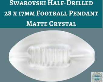 1 pc) 28x17mm Swarovski Crystal Half-drilled Football Pendant_Matte Crystal Clear