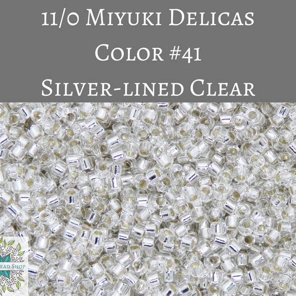 10 grams) 11/0 Miyuki Delica Beads DB41 Silver Lined Clear