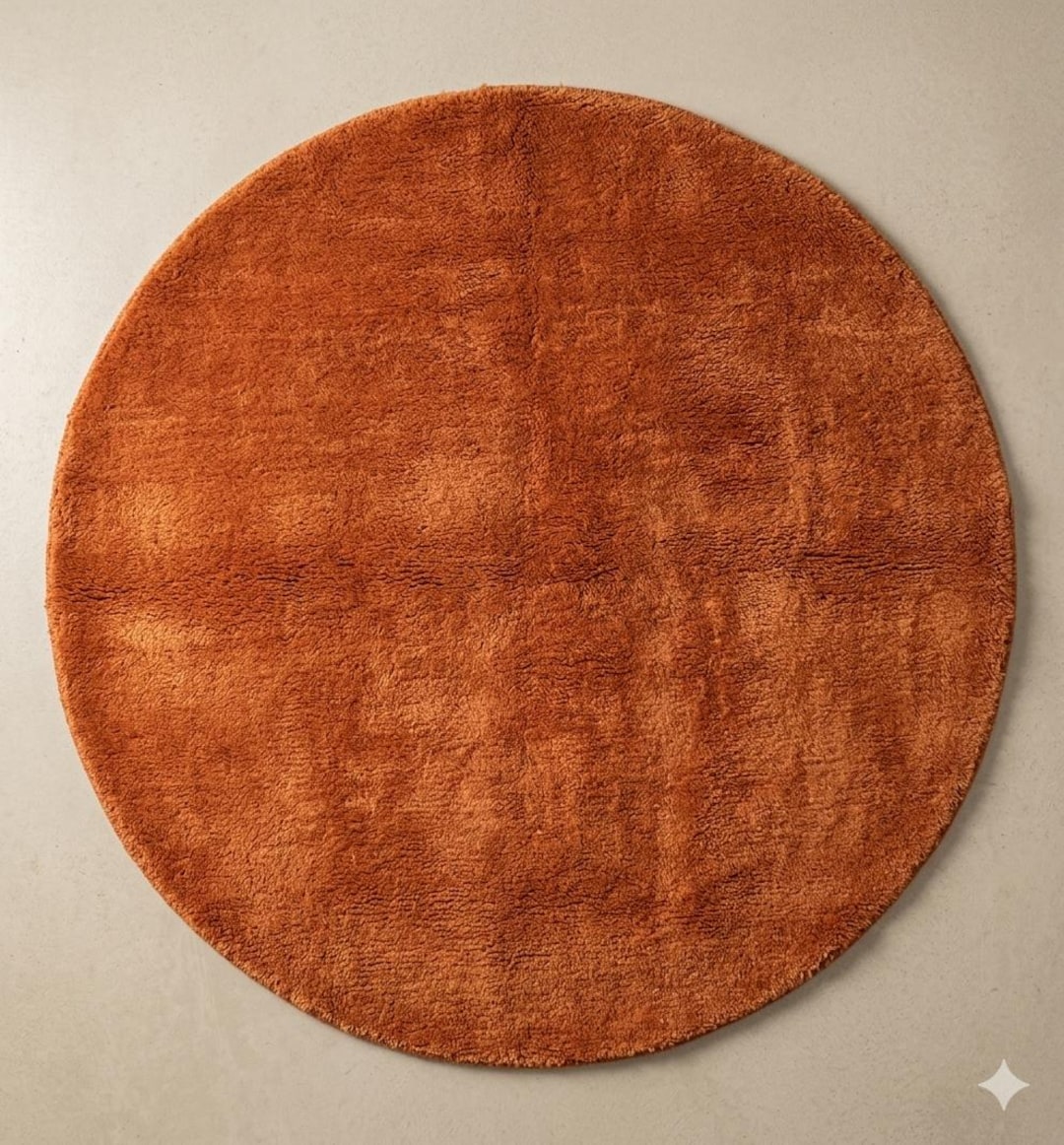 Round Orange Rug Solid Burnt Orange Round Rug Handloom Wool Solid Carpet Modern ...