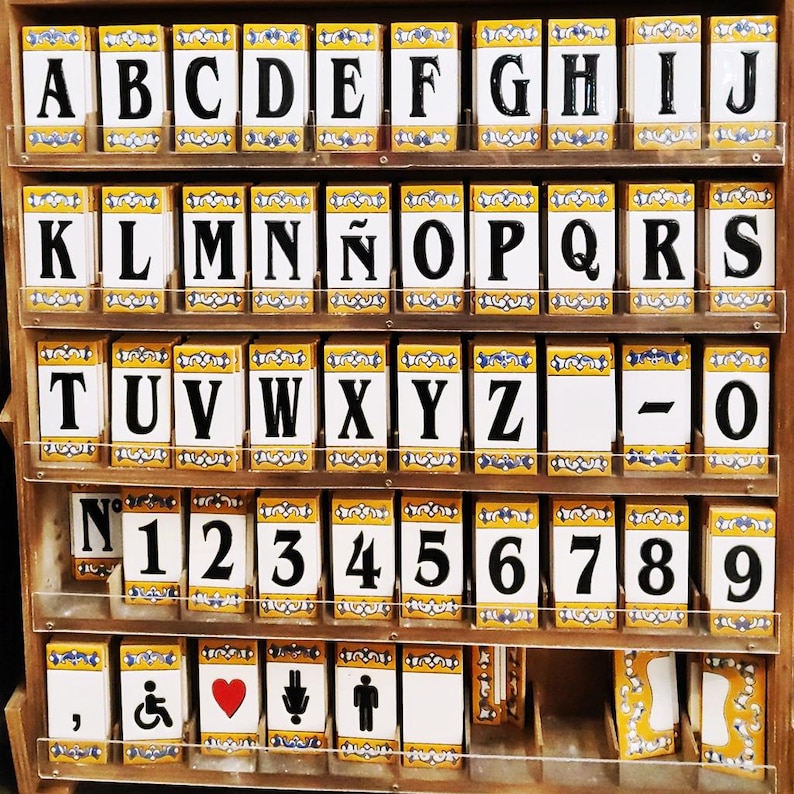 Sevillian Ceramic Letters and Numbers 11cm - Customizable - Handmade ...