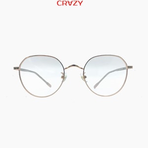 DokCrazy Mila Runde Brille, Premium-Metallrahmen, UV-Schutz ohne Stärke, minimalistische optische Rahmen