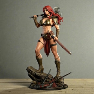 Modèle 3D Red Sonja : fichier STL Red Sonja, modèle 3D de femme guerrière, modèle 3D de haute qualité, fichier d'impression 3D non pris en charge, modèle 3D Diaroma