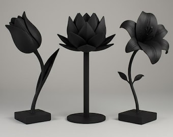 Flowers STL File : Flowers 3D Model Bundle , Tulip STL , Flowers 3D Printer File , 3D Home Decor , Flowers Statue File ,