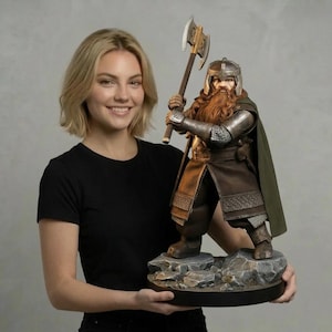 Modelo 3D de Gimli: Arquivo STL de Gimli, Modelo 3D de O Senhor dos Anéis, Modelo de Diálogo de O Senhor dos Anéis, Modelo 3D de Alta Qualidade, Estátua de Anão, Modelo 3D de Anão