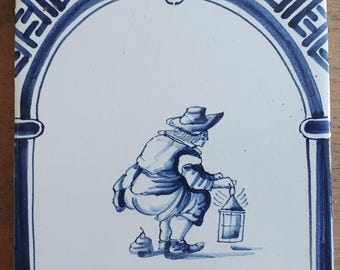 Dutch Delft Blue Tile, kakker, 20th century, antique collectable and backsplash fireplace kitchen tiles