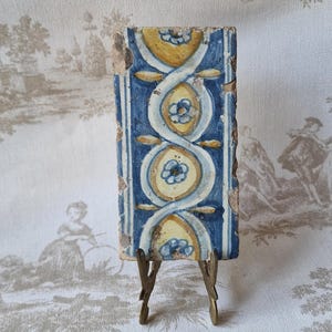 Azulejo antiguo de Delft policromado, siglo XVI.