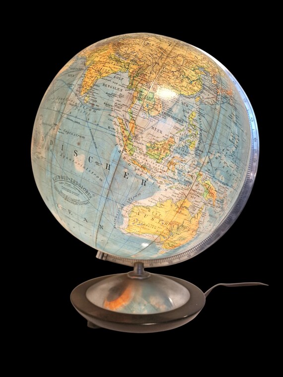 XL Vintage Glaskugellampe von Paul Oestergaard, Columbus, 1950er Jahre, Mid-Century Modern, Erdkugel