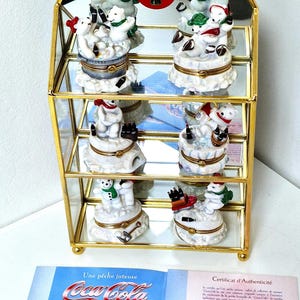 Coca Cola Franklin Mint Polar Bear Trinket Box Set, 22K Gilt