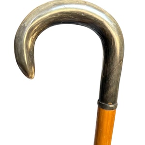 Antik käpp med hjorthorn, europeisk samling, herrflanellkäpp.